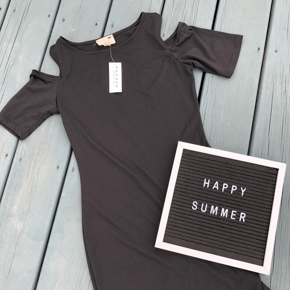 NWT PacSun Black Tight Fitted Dress Cutout Sleeves